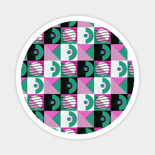 Pink 80s Memphis Geometric Abstract Checked Postmodern Pattern Magnet